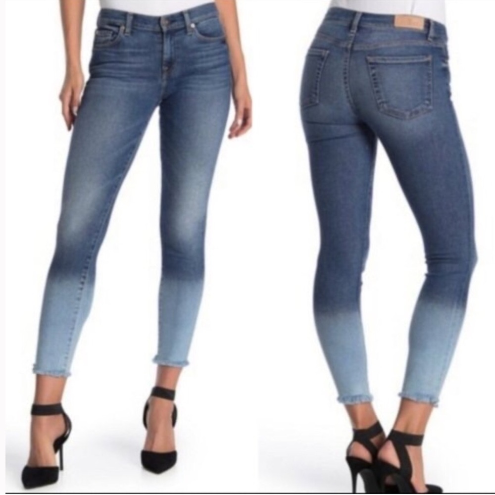 7 For All Mankind Luxe Vintage Ankle Skinny Two-Tone Jeans - 28